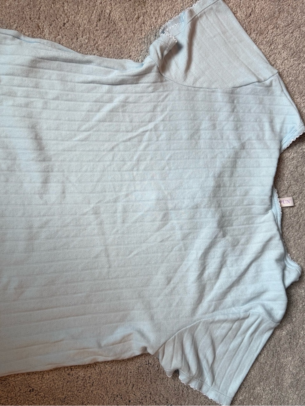 Light Blue Ribbed Short Sleeve Top - Picture 5 of 5